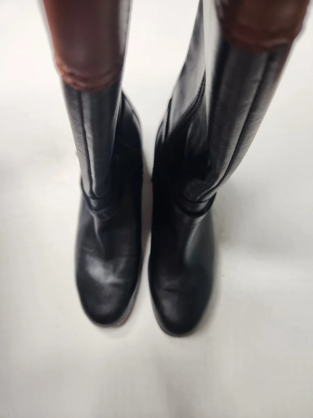 Bandolino Size 9 Black Brown Knee Leather Riding Boots